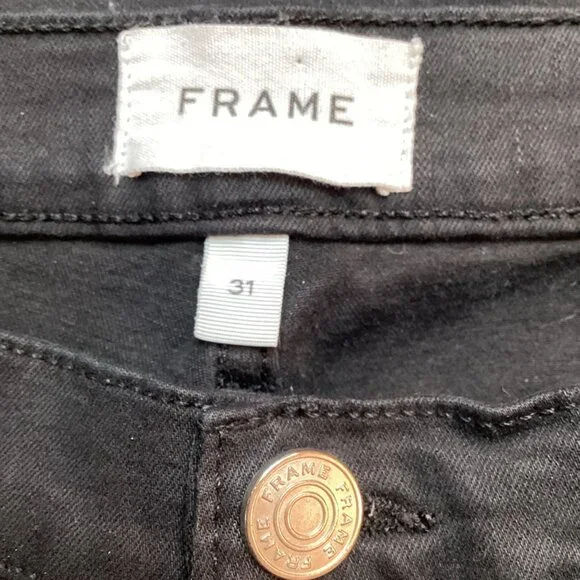 Frame Le High Straight Black Denim Jeans Womens 31 - Picture 9 of 12